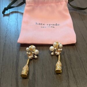 Kate Spade Gold and Pearl Champagne Bottle Earrings